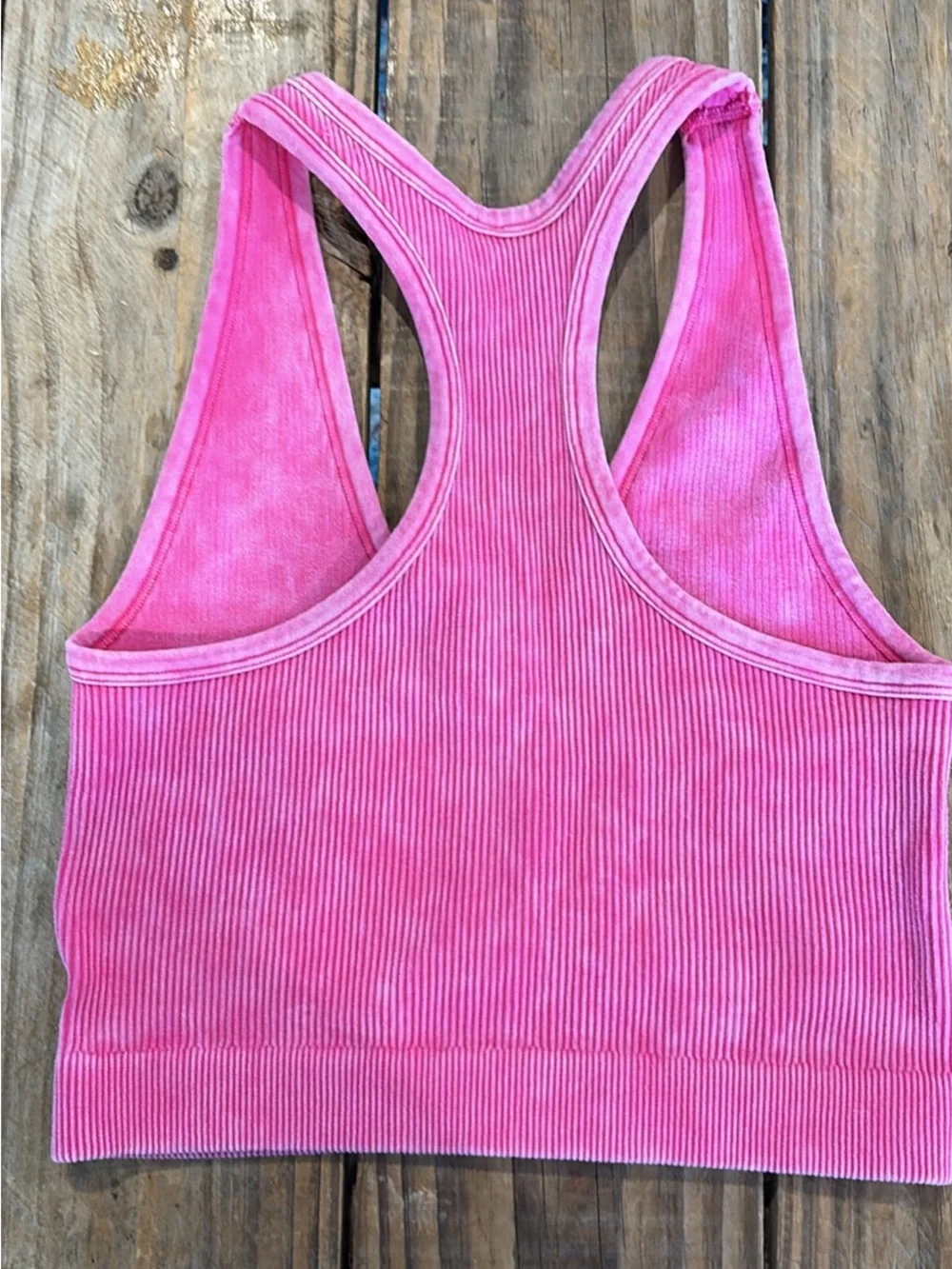 Zenana Outfitters Hot Pink Ribbed V-Neck Racerback Tank - Picture 2 of 3